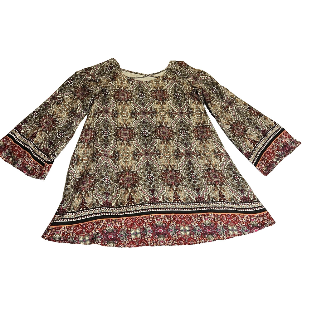 Loveriche Mini Dress Womens Small Open Laced Back Swing Boho Whimsical Festival